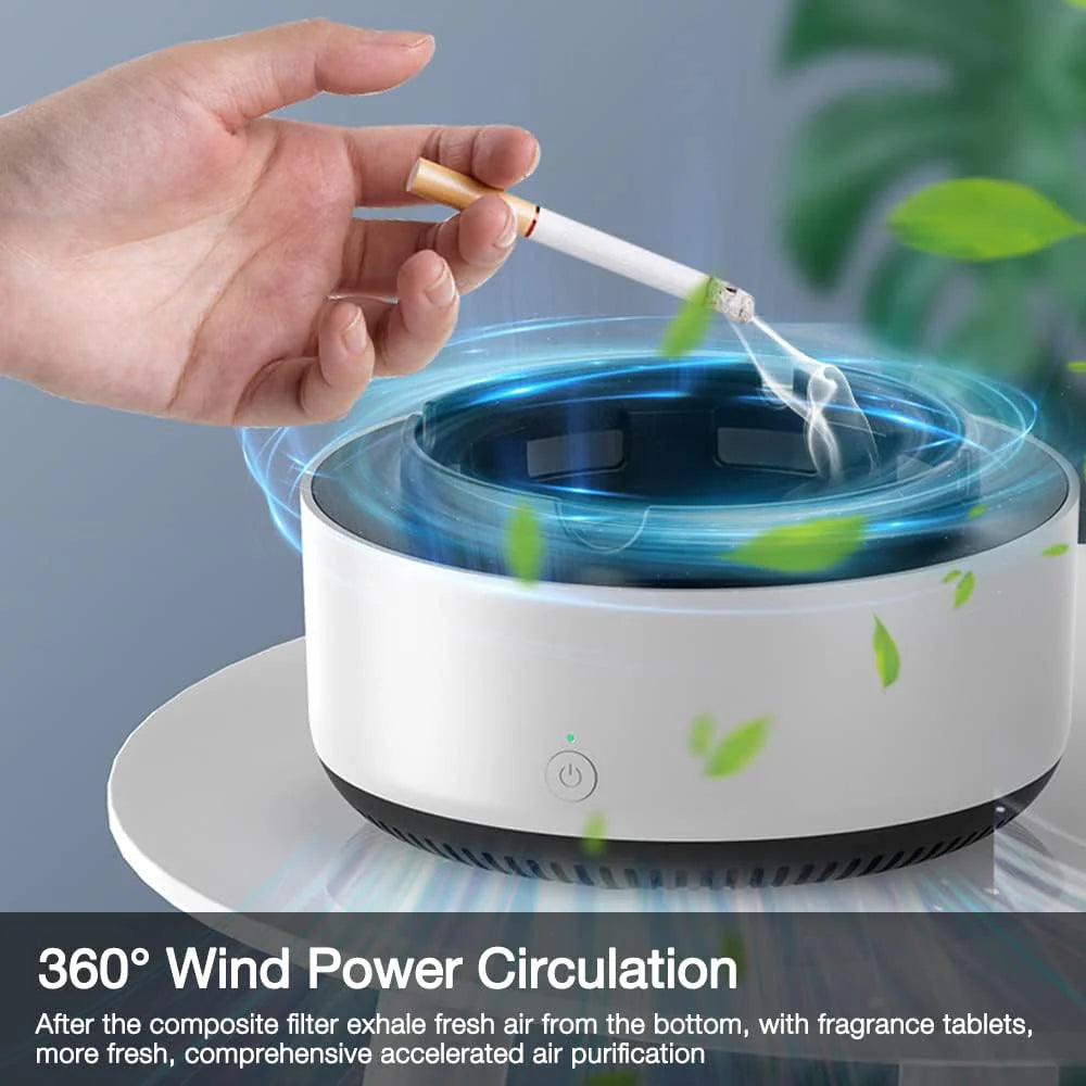 Scrumiera electrica, multifunctionala, portabila, cu ventilator si filtru antifum