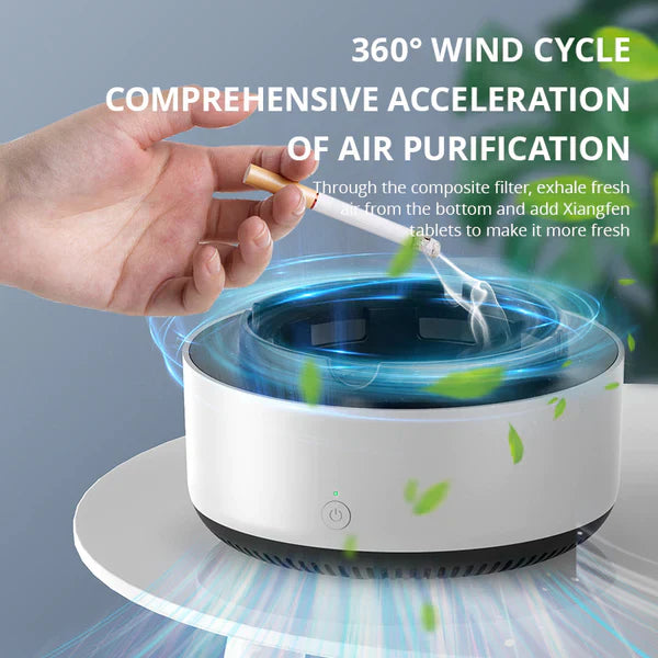 Scrumiera electrica, multifunctionala, portabila, cu ventilator si filtru antifum
