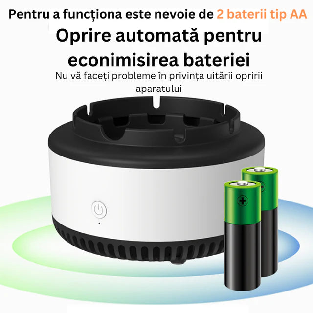 Scrumiera electrica, multifunctionala, portabila, cu ventilator si filtru antifum