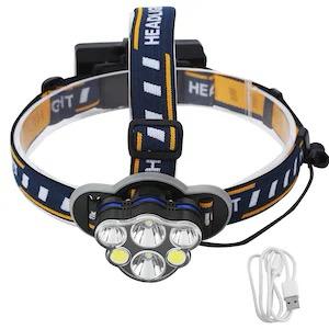 Lanterna cu 2 acumulatori 3,7V LI-ION de cap 6 LED-uri