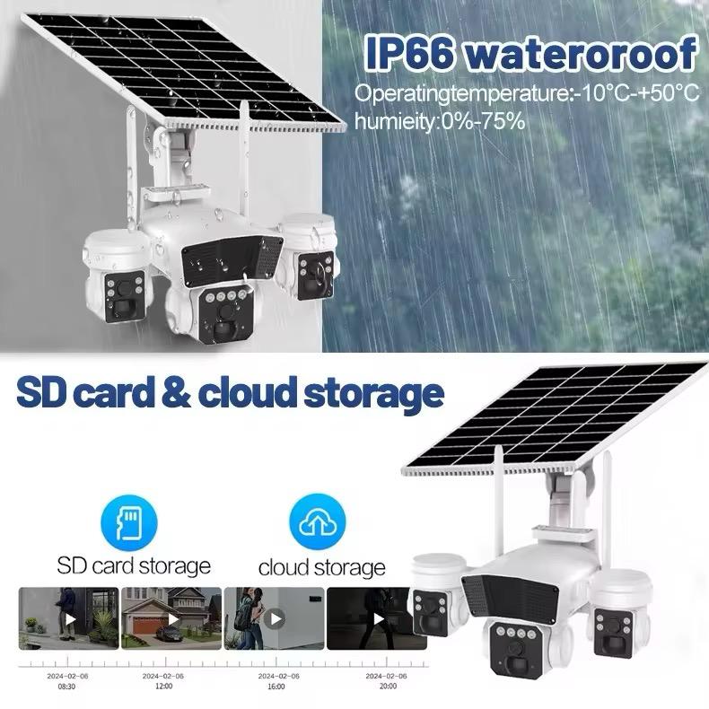 Camera De Supraveghere Solara 4G/Wifi, 12MP, Panou Solar 20W