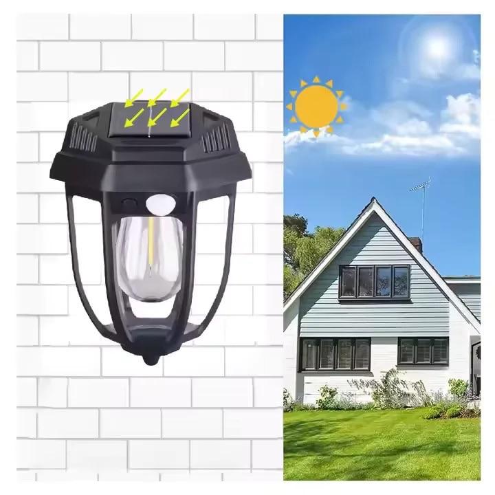 Set 2 lămpi RETRO cu încărcare solară, cu senzori de noapte, miscare si lumina, 3 trepte de iluminare CL-D68