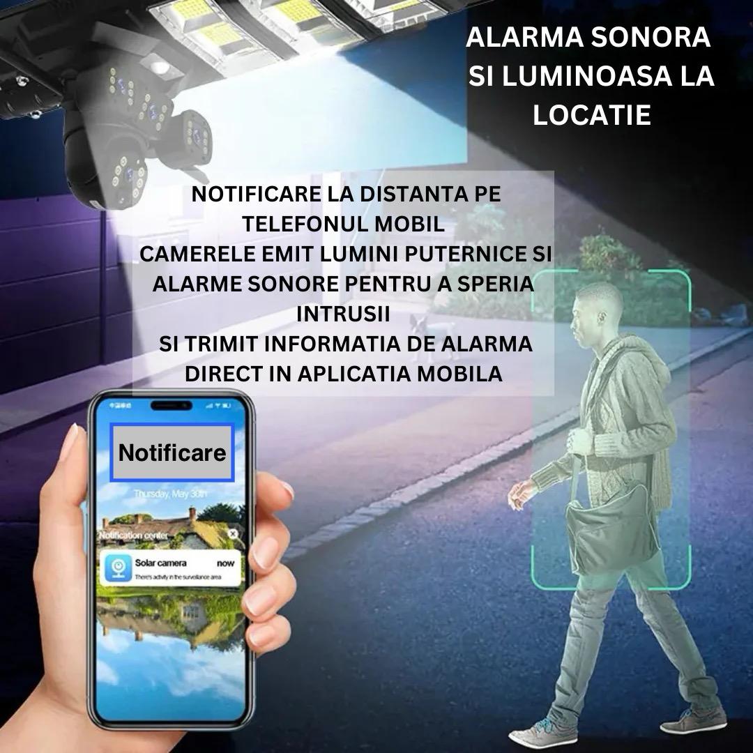 Camera 4K UltraHD 9MP 2in1, Lampa Solara 450W Stradala LED, Camera De Supraveghere 360