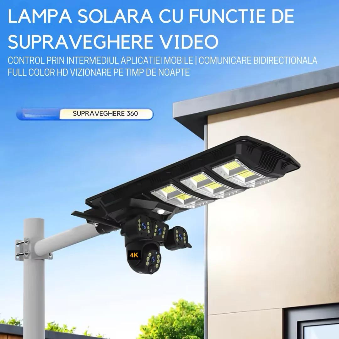 Camera 4K UltraHD 9MP 2in1, Lampa Solara 450W Stradala LED, Camera De Supraveghere 360